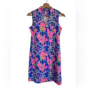 Lulu B Dress XS Sleeveless V Neck Floral Tropical UPF sun Protection
